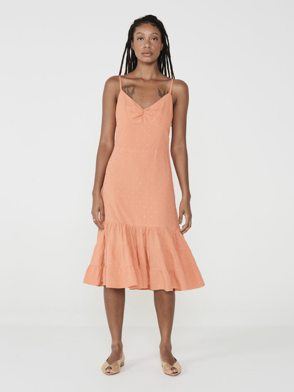 Vestido Alcinha Poá Coral