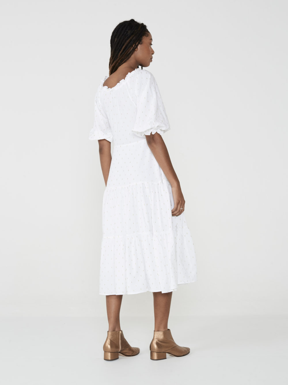 Vestido Babado Lurex Branco - Image 2