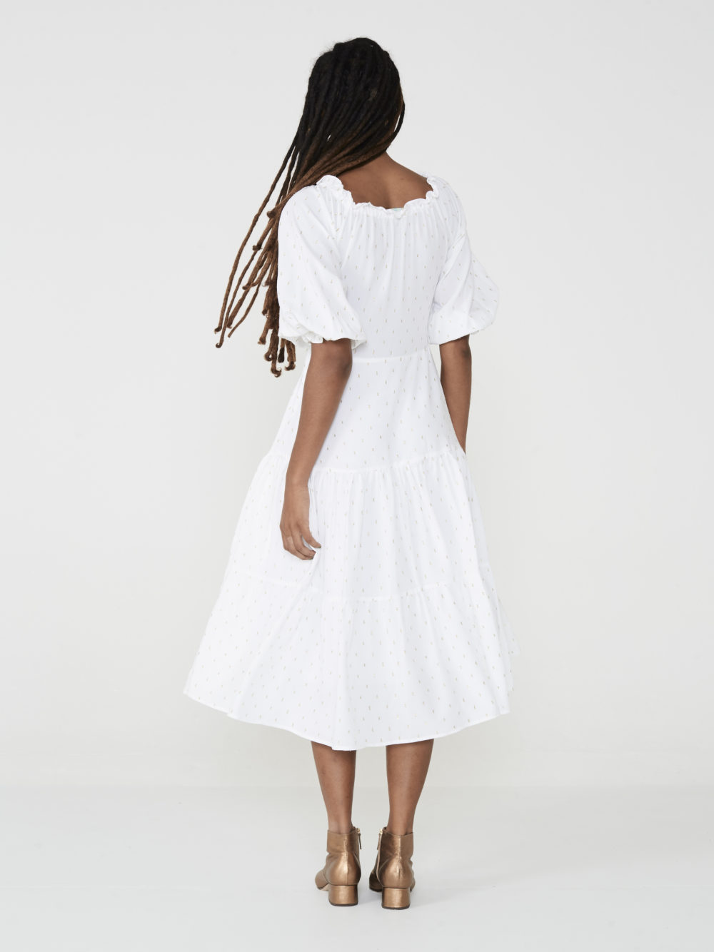 Vestido Babado Lurex Branco - Image 3