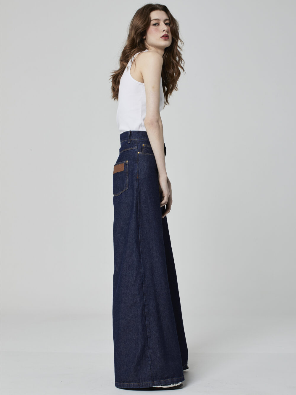 Calça Super Wide Leg Azul Escuro - Imagem 6