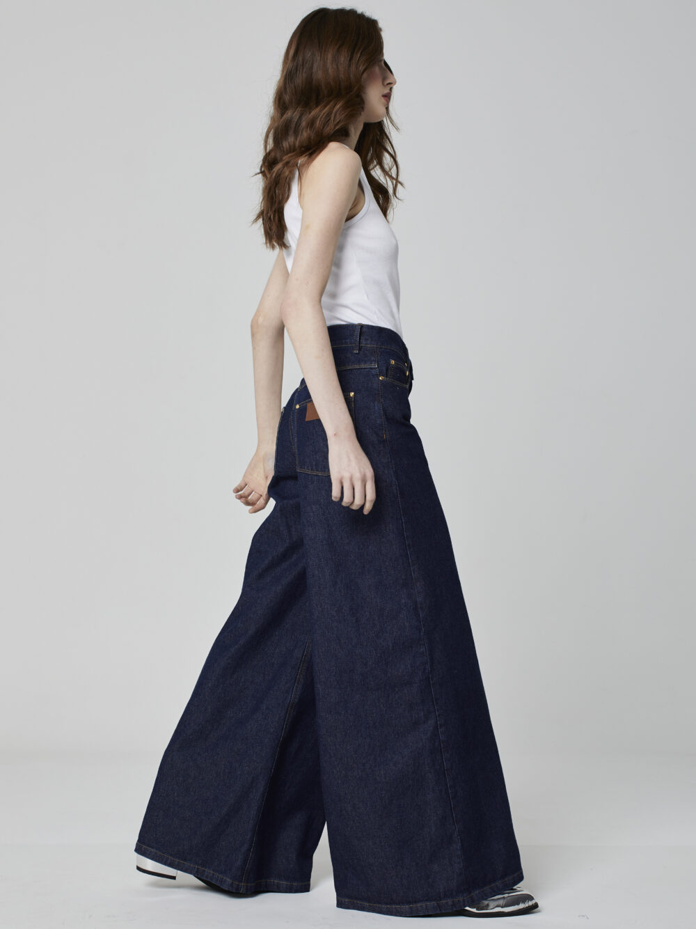 Calça Super Wide Leg Azul Escuro - Imagem 3