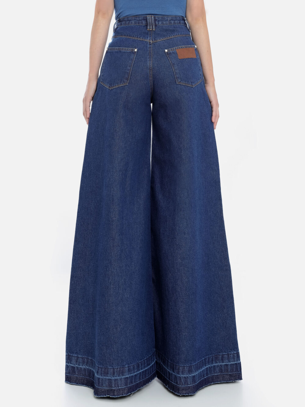 Calça Super Wide Leg Barra Desfeita Jeans Azul Índigo - Imagem 2
