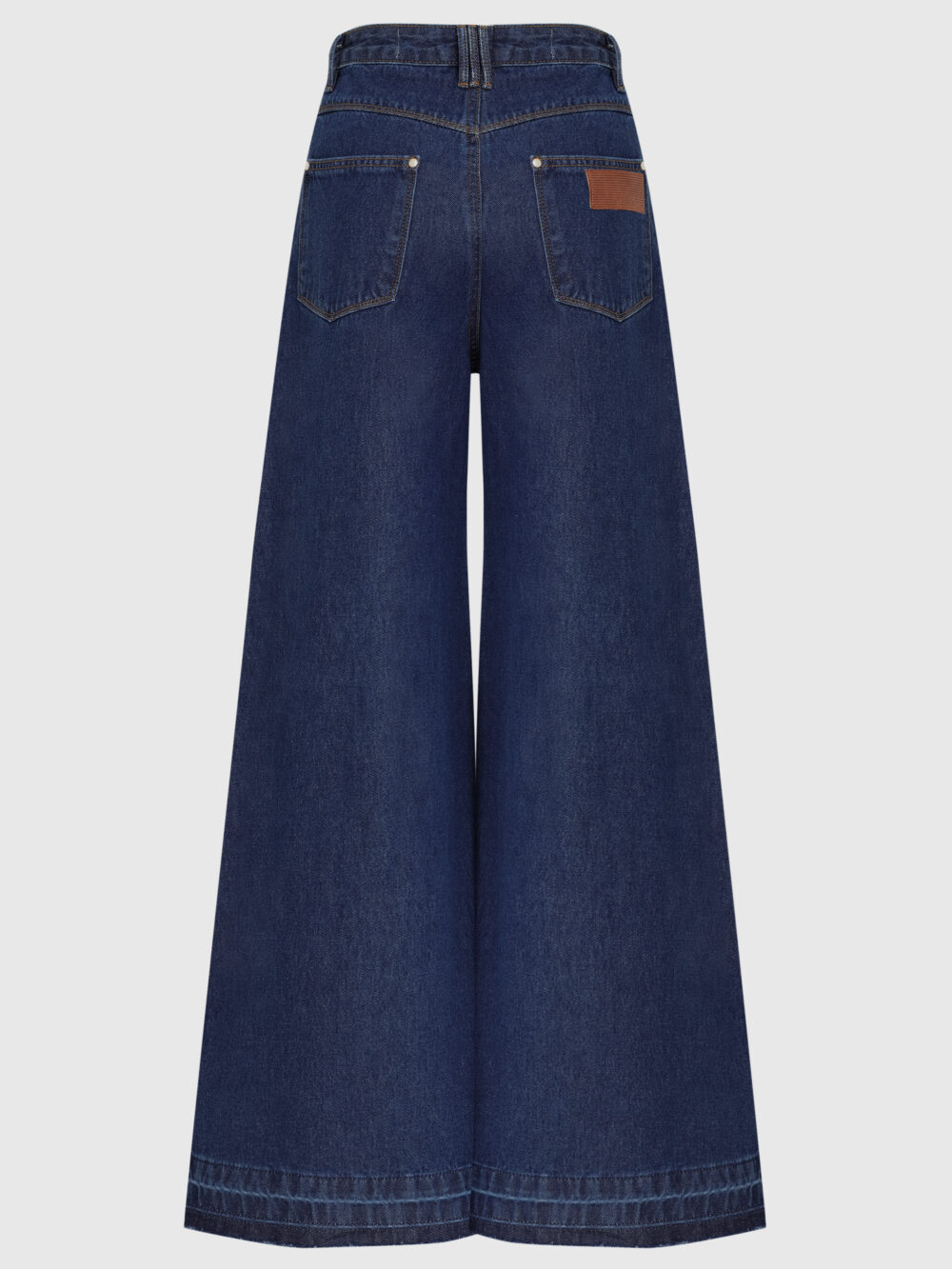 Calça Super Wide Leg Barra Desfeita Jeans Azul Índigo - Imagem 6